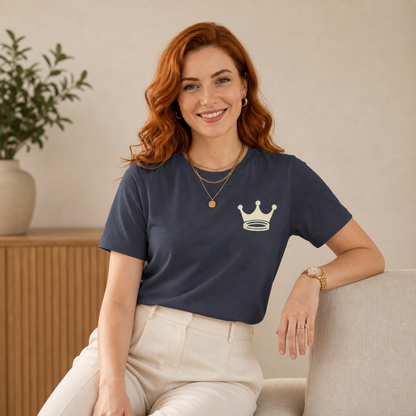 Signature Everyday Tee (Antique Ivory + Heather Navy)