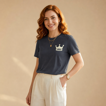 Signature Everyday Tee (Antique Ivory + Heather Navy)