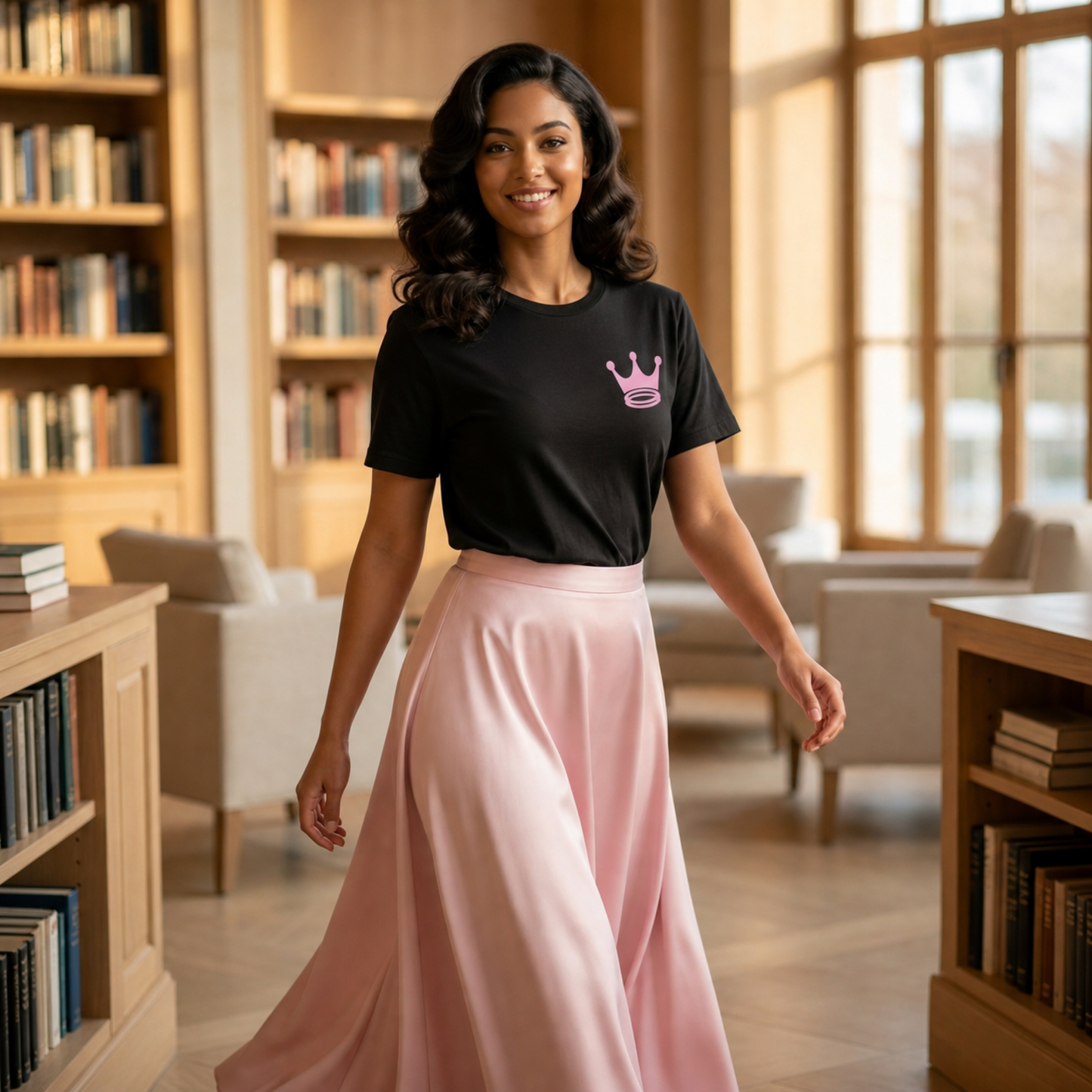 Signature Everyday Tee (Queen Pink + Heather Black)