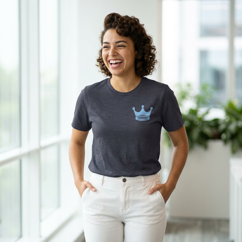 Signature Everyday Tee (Baby Blue + Heather Navy)