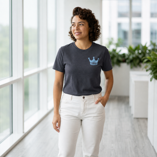 Signature Everyday Tee (Baby Blue + Heather Navy)