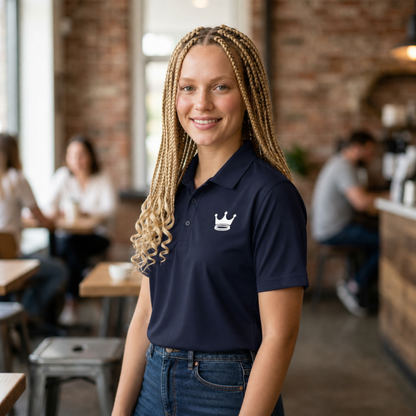 Signature Embroidered Polo (Antique Ivory + Navy)