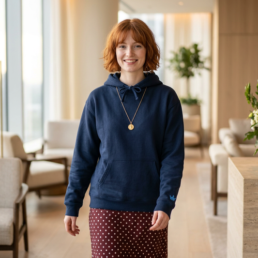 Essentials Embroidered Hoodie (Navy + Baby Blue)