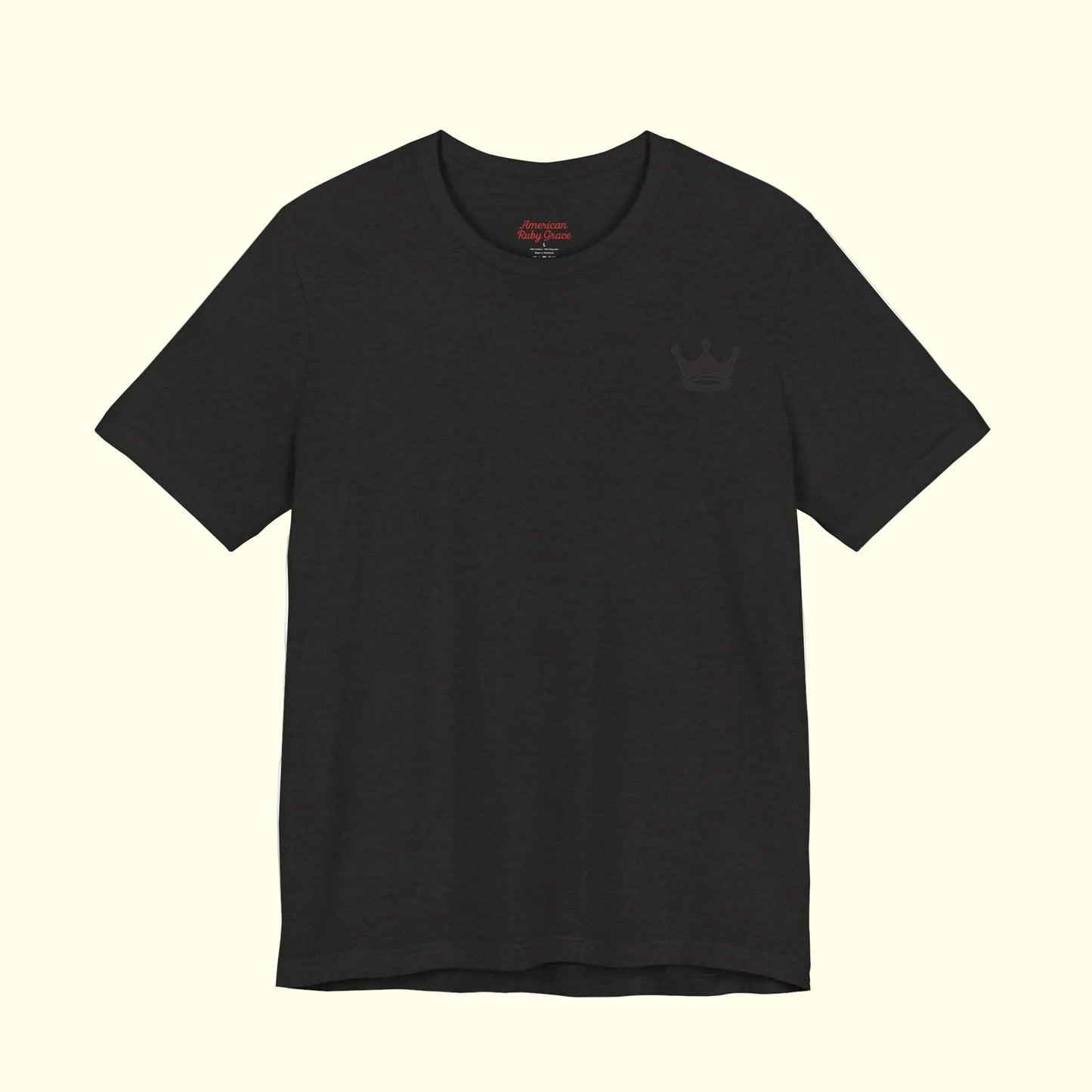 Black t-shirt with crown + halos emblem