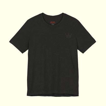Black t-shirt with crown + halos emblem